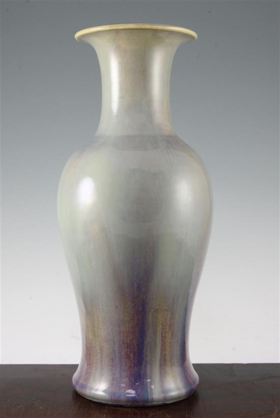 A Chinese mushroom and lavender glazed yen-yen vase, 19th century, 42cm